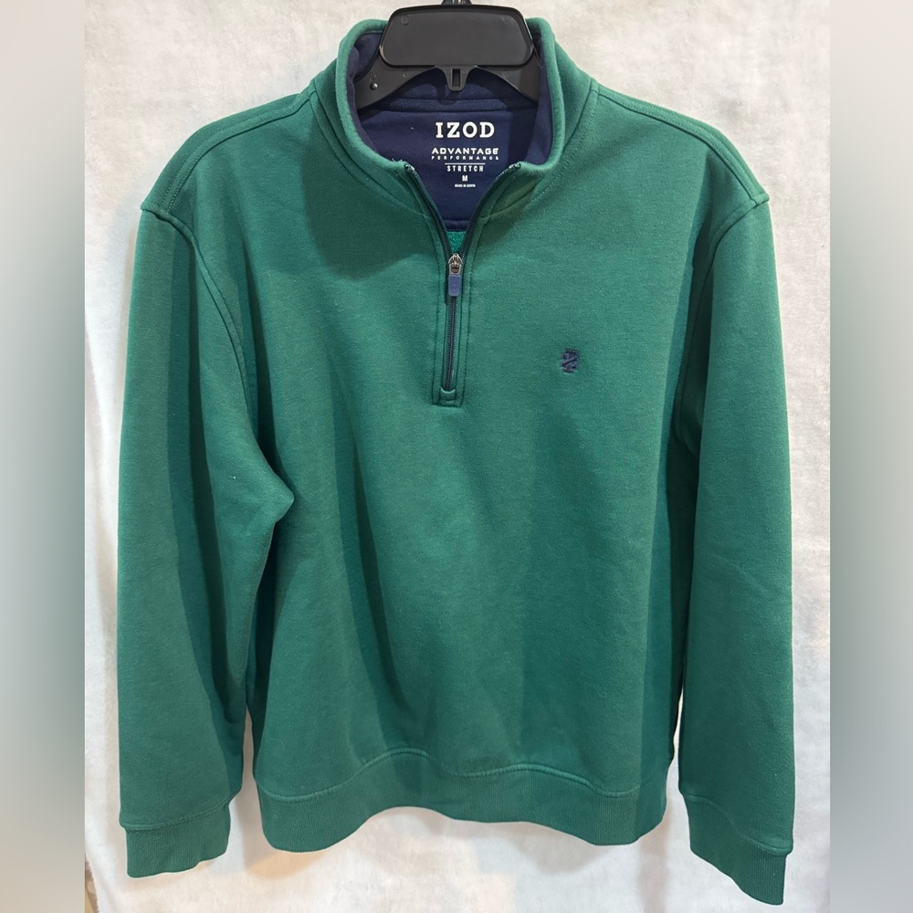 Izod Men's Forest Green Zip-Up Sweater